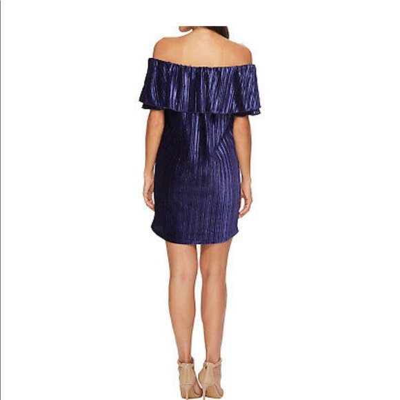 Sanctuary Stitchfix Blue Velvet Off-Shoulder Dress, NWT - Picture 2 of 7